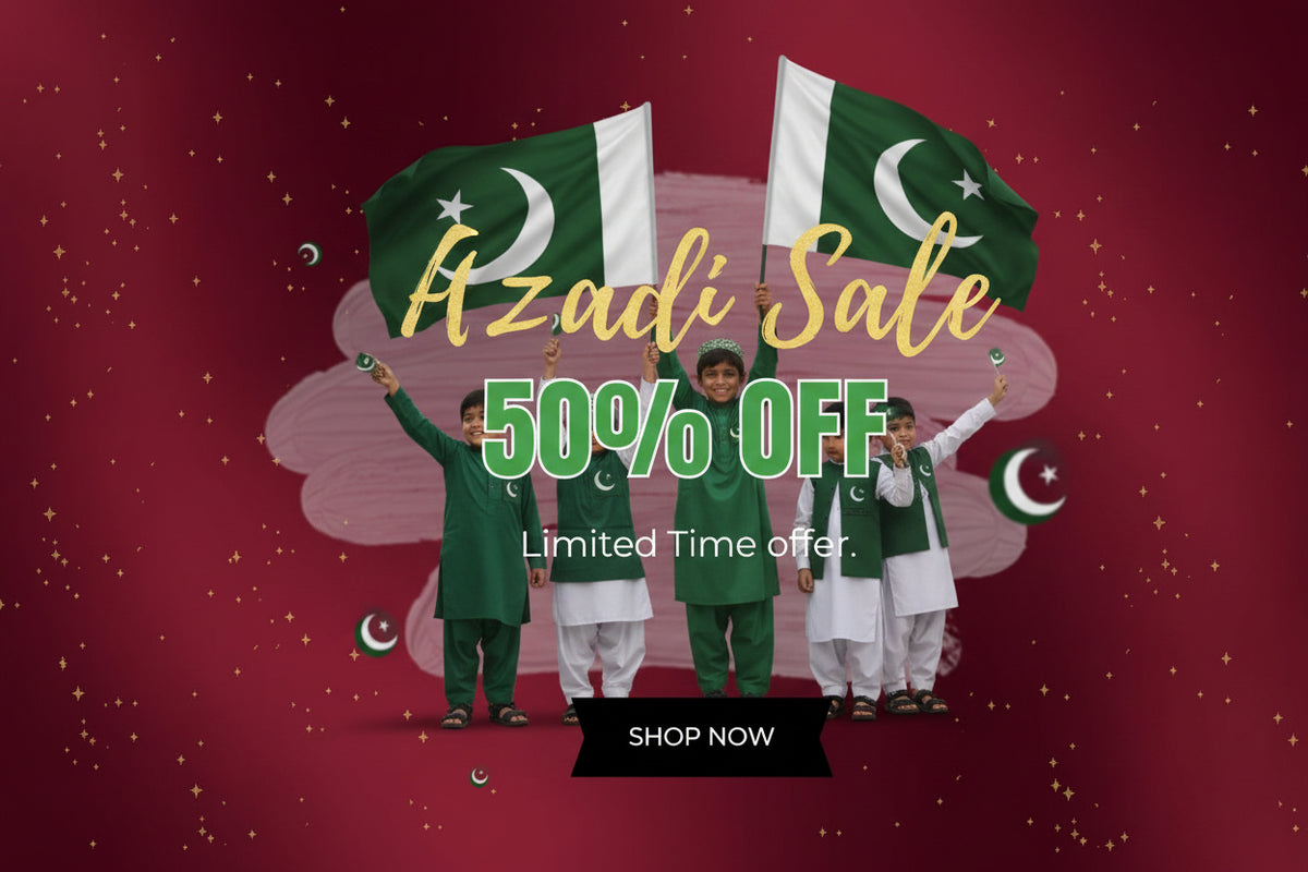 Summer sale advertisement with '50% off' on a red background